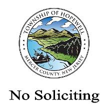 No Knock sticker for door showing township logo with the words no soliciting below