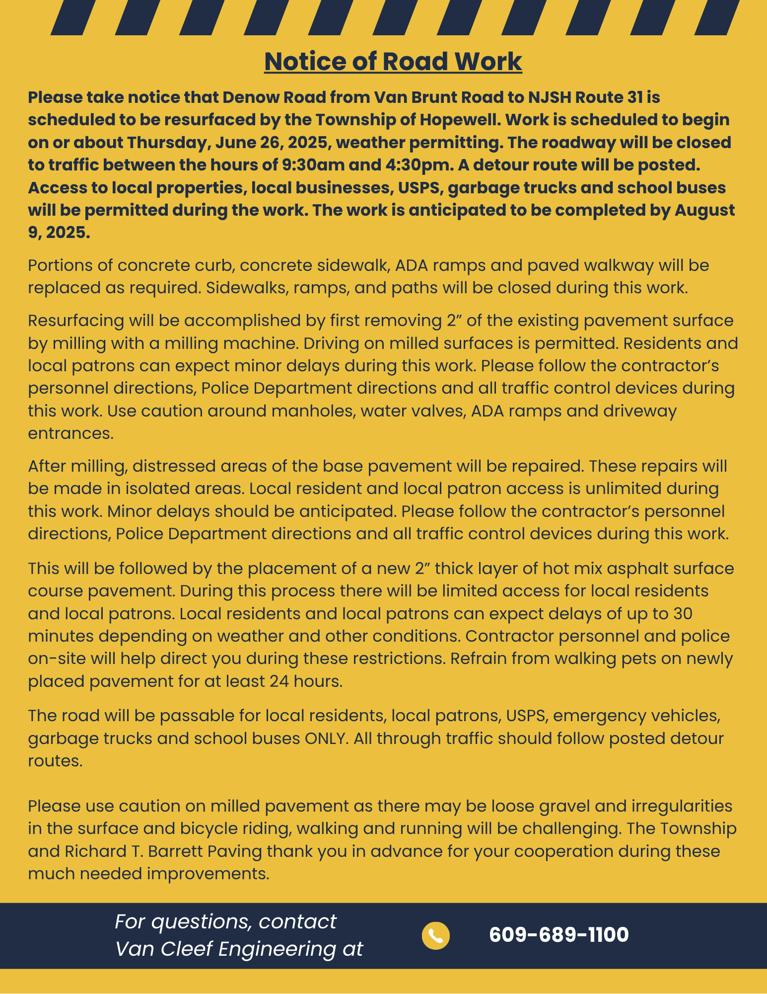 Notice of Road Work - Social Media Post