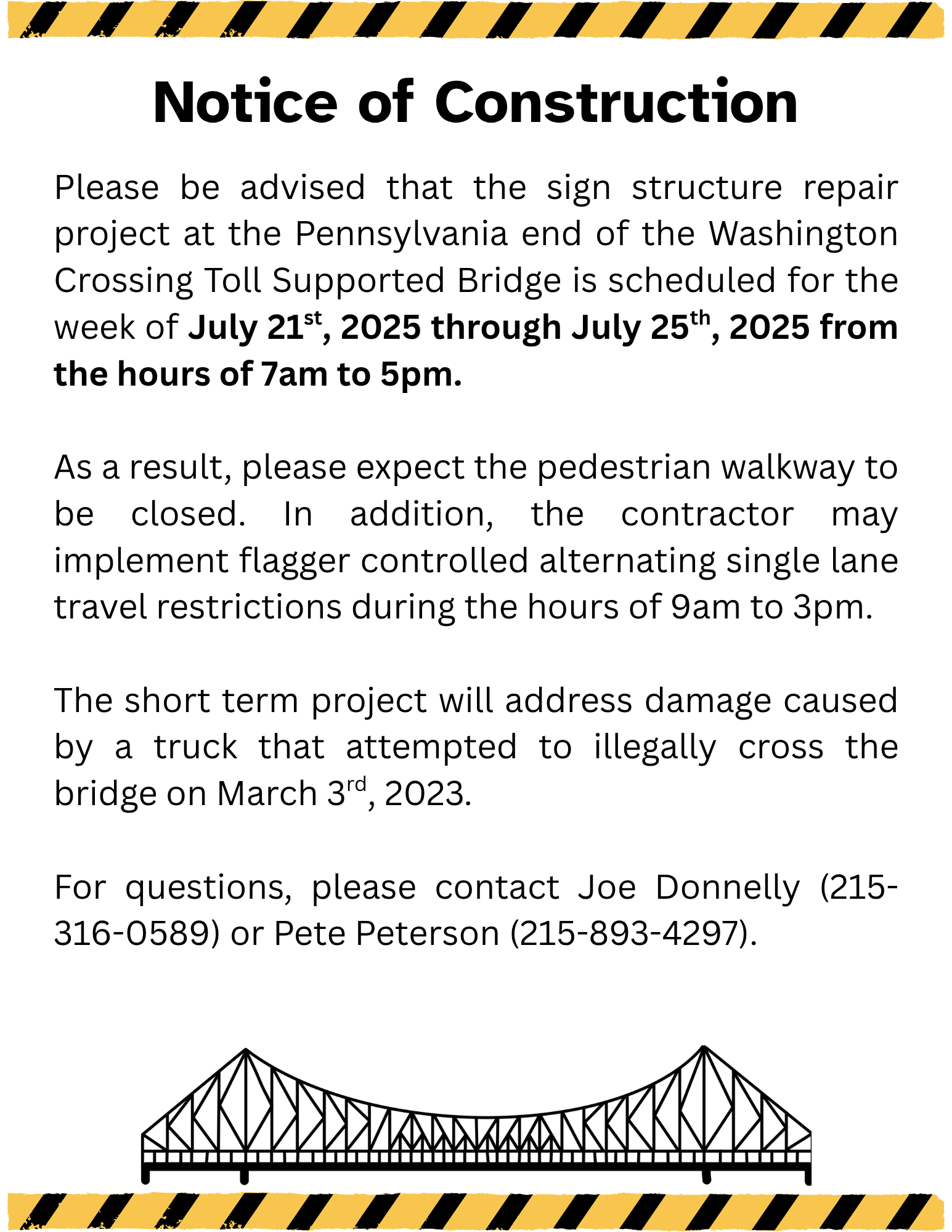 Washington Crossing Bridge Work
