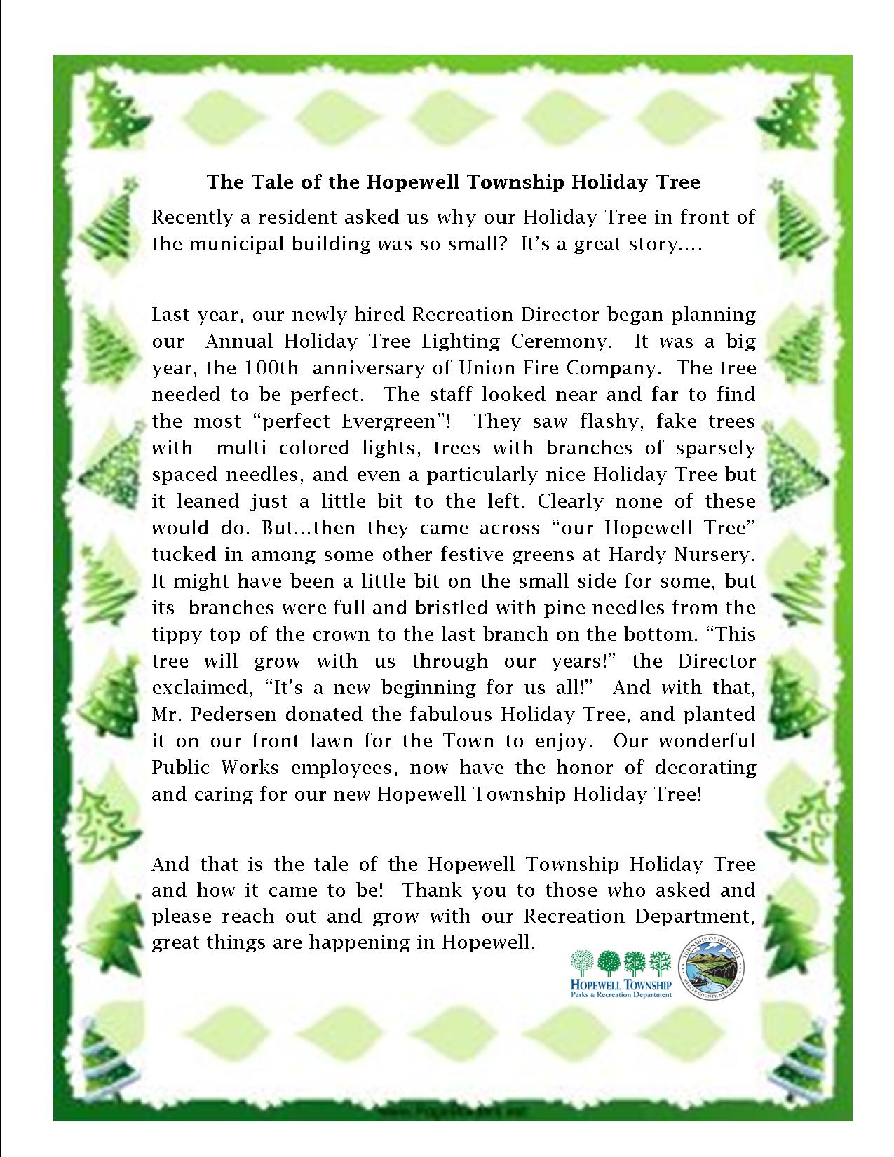 The Official Tale of the Hopewell Township Holiday Tree