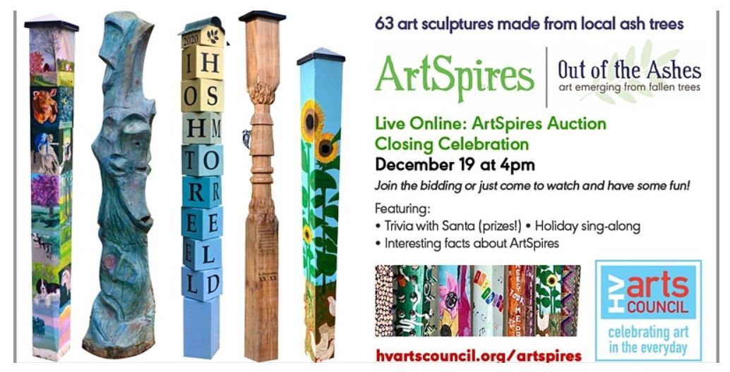 Auction announcement for the Hopewell Valley Arts Council's ArtSpires exhibit