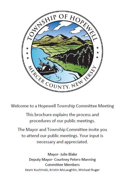 cover of a brochure describing the process and procedures of public Township Committee meetings