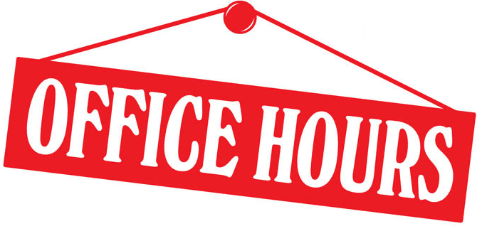 office hours sign hanging from a tack