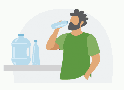 cartoon of man with a beard drinking water from a bottle