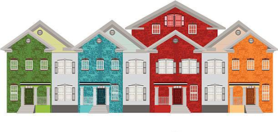 colorful cartoon townhouses