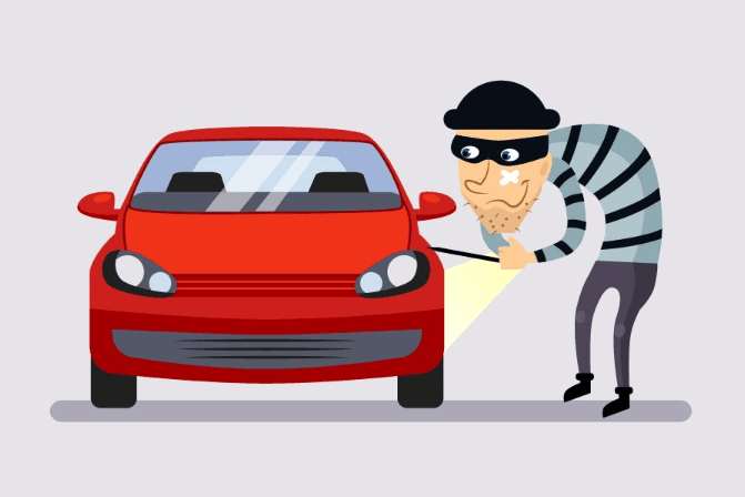 cartoon of a car being robbed