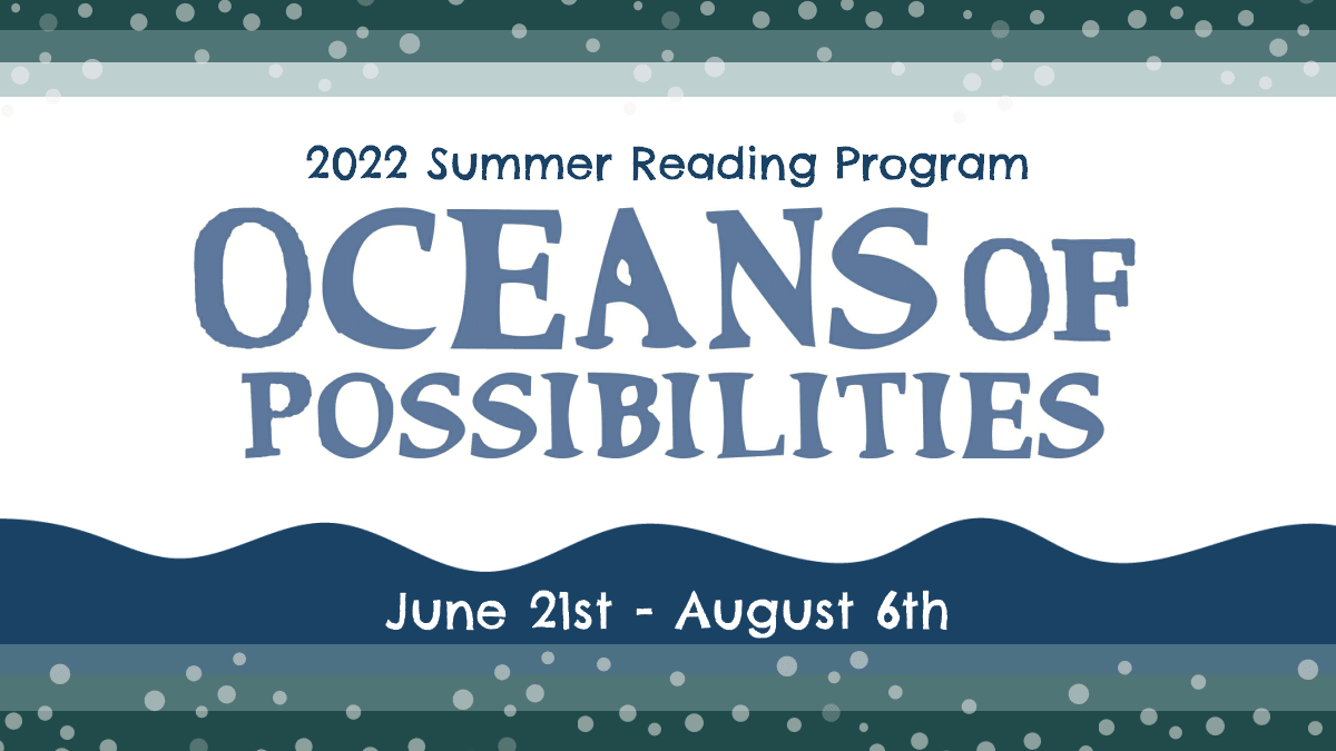 Mercer County Library's summer reading program for 2022- Oceans of Possibilities cartoon
