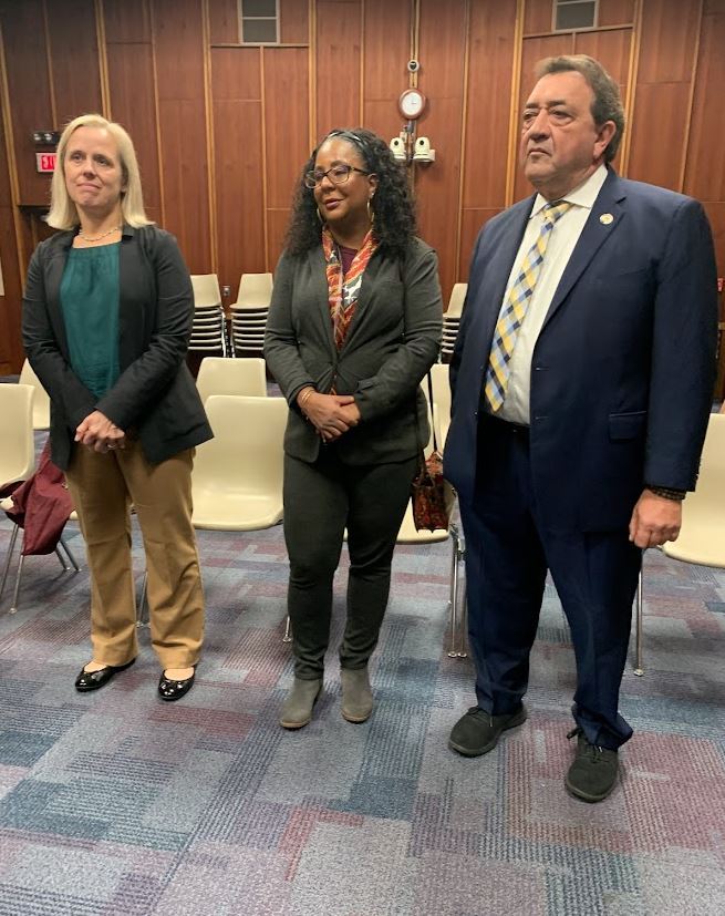 Mayor Courtney Peters-Manning and Assembly Members Verlina Reynolds-Jackson and Anthony Verrelli