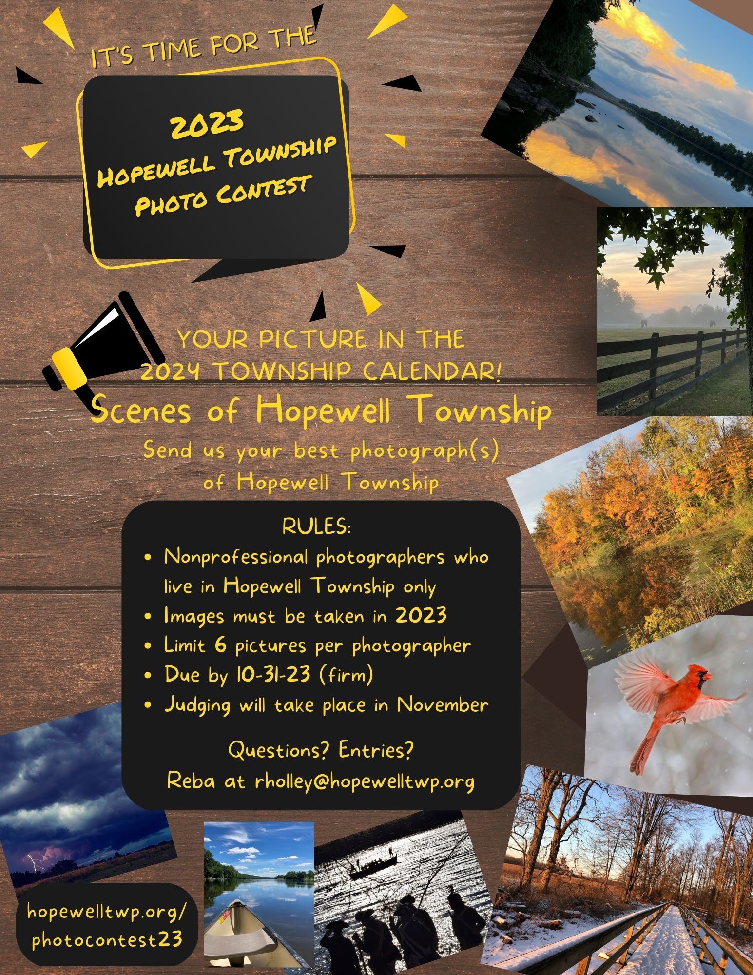 2023 Photo Contest flyer announcement with an assortment of pictures from the 2022 contest