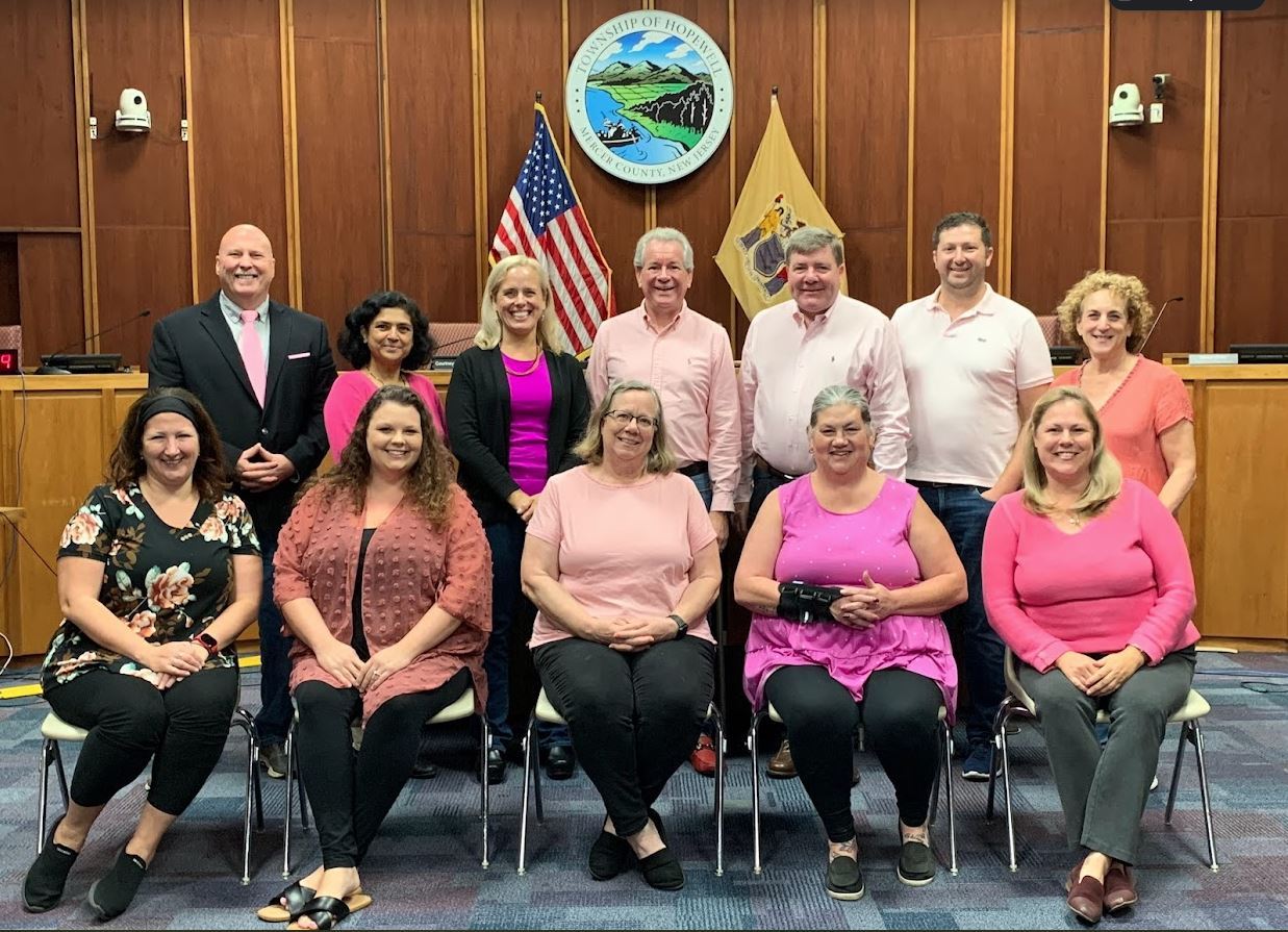 Township Committee and staff wear pink to recognize Breast Cancer Awareness Month