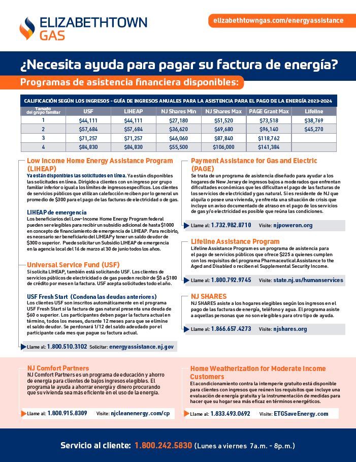 Elizabethtown gas utility assistance program en espanol