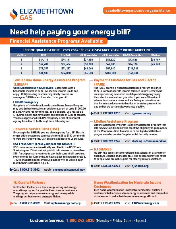 Elizabethtown gas utility assistance program English