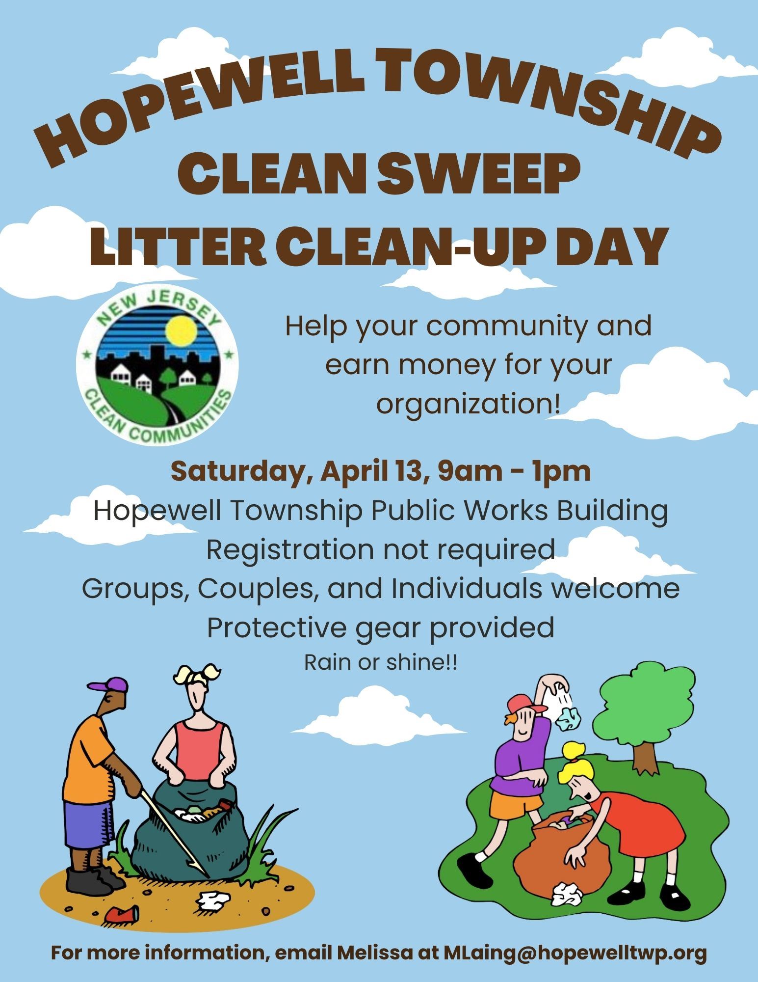 clean communities township litter clean up day is on april 13 from 9 to noon