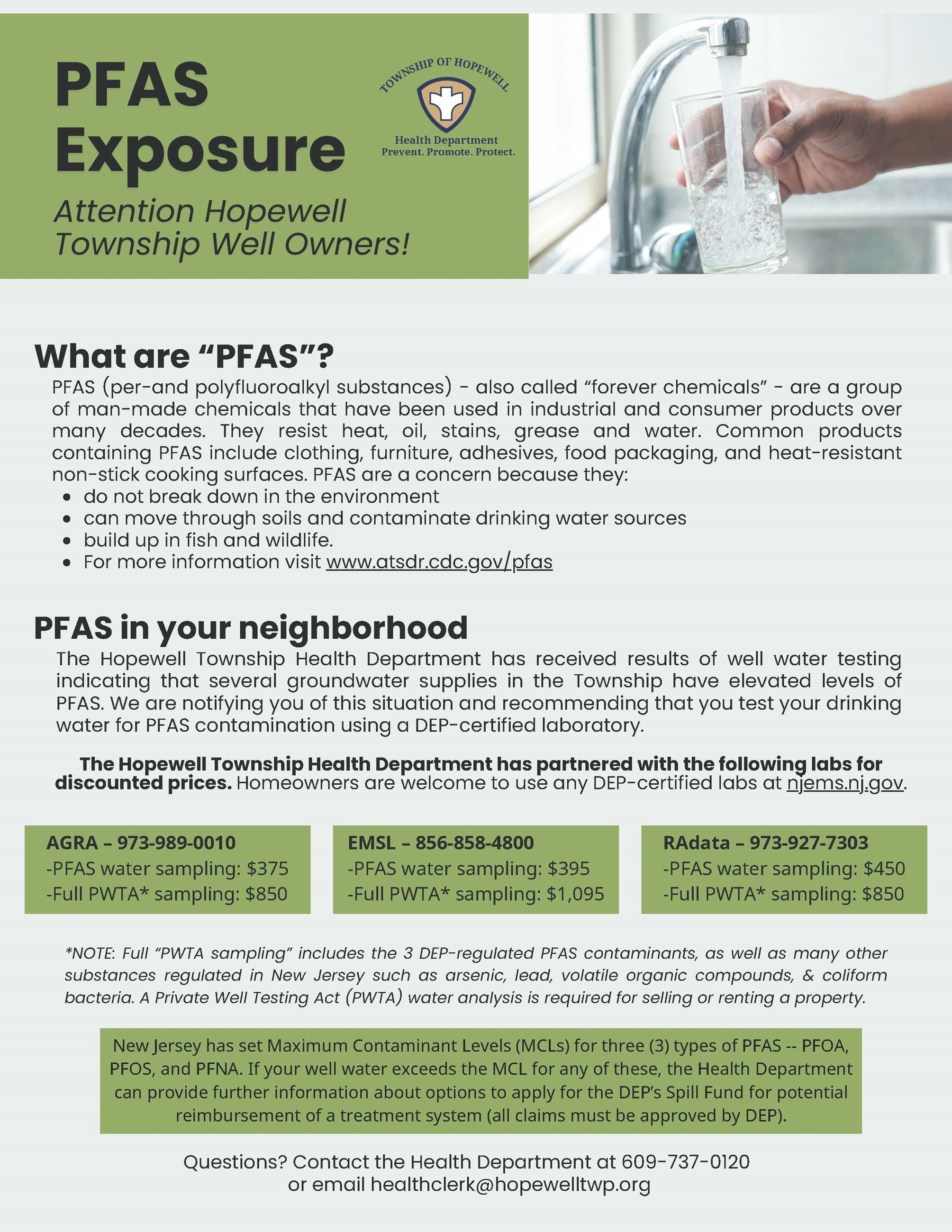 PFAS chemiscals in well water. get yours tested
