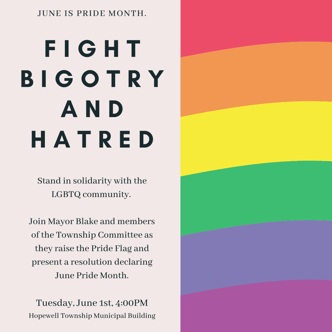 Pride Month Flag Raising invitation for June 1 at 4PM with and image of the rainbow flag