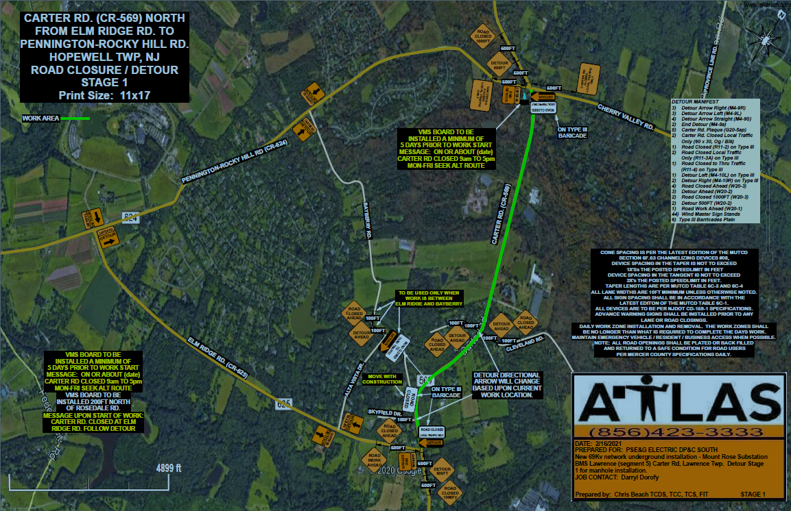 Carter rd detour plan From Elm Ridge to Cherry Valley