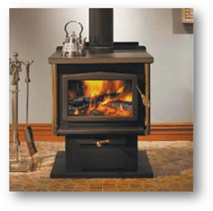 wood stove with fire