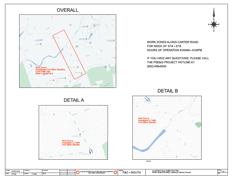 PSEG Carter Rd construction map for the week of 3-14, near Cold Soil and Rte 31
